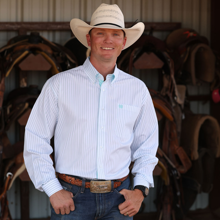 Cinch MTW1106061 Long Slv Button Shirt White/Sky Blue Stripe