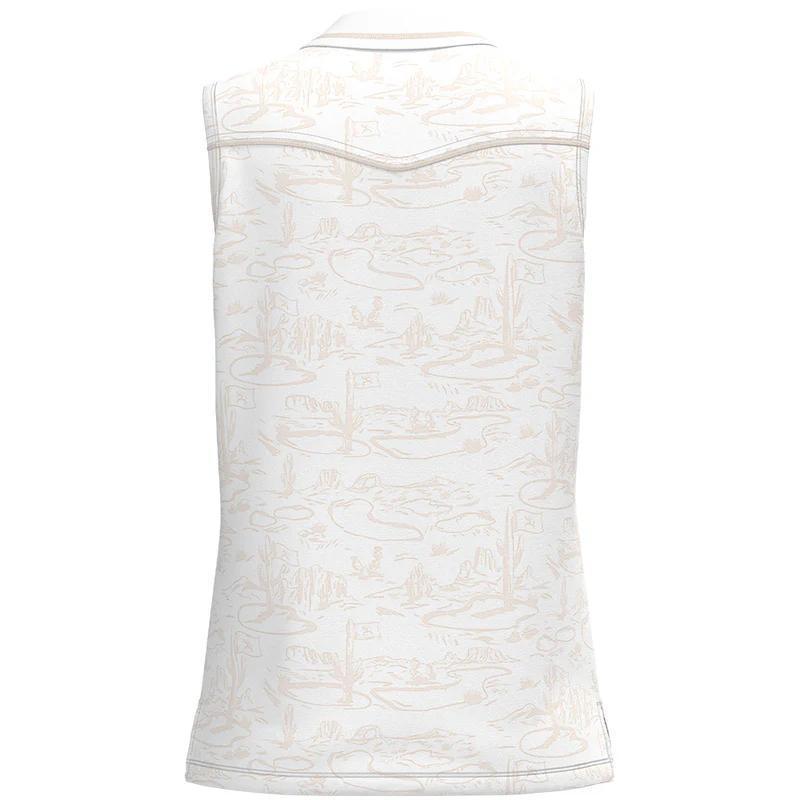 Hooey HP2604WHCR "Alice" Sleeveless Polo White/Tan Desert Pattern