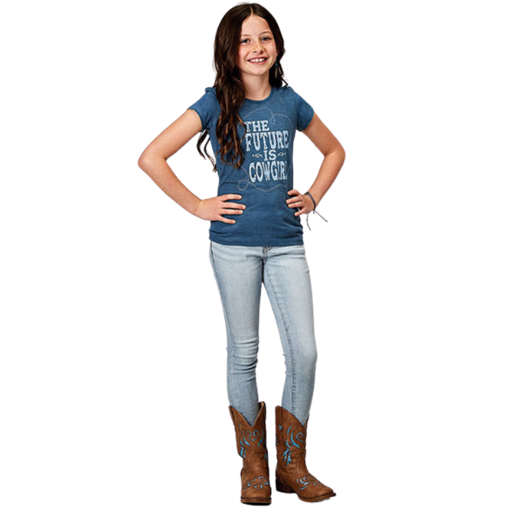 Roper 03-009-0513-2082 Girls The Future Is Cowgirl Tee-Knit