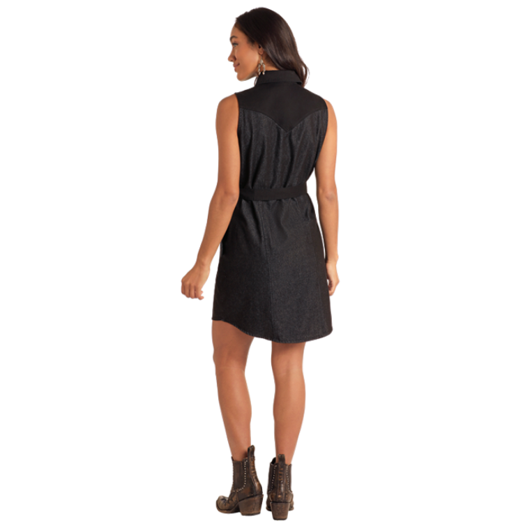 Panhandle LWD0R05816 Women's Two Tone Yoked Dress - Black