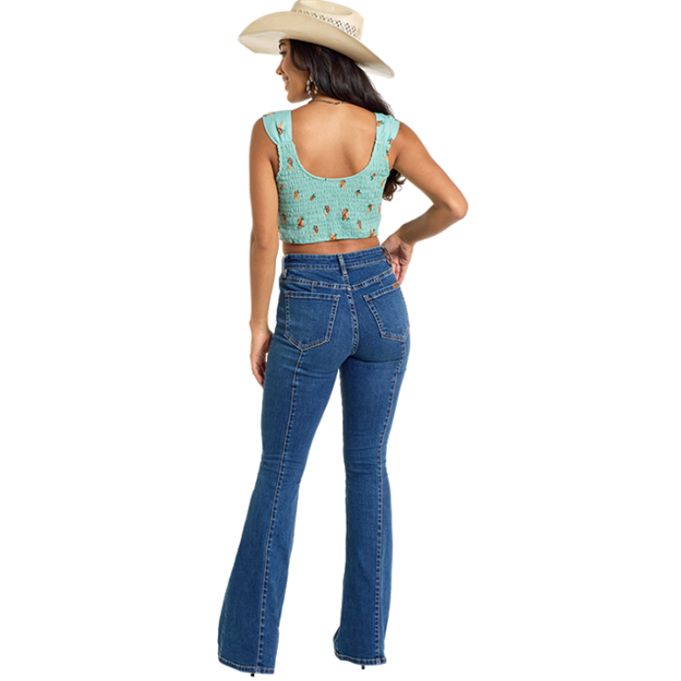 Rock & Roll BW20T06299 Women's Floral Print Tank - Aqua