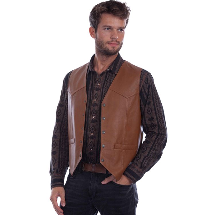 Scully Saddle Tan Leather Vest