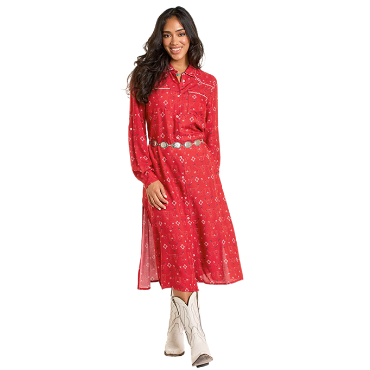 Panhandle LWN2S06348 Women's Long Sleeve Printed Duster-Red