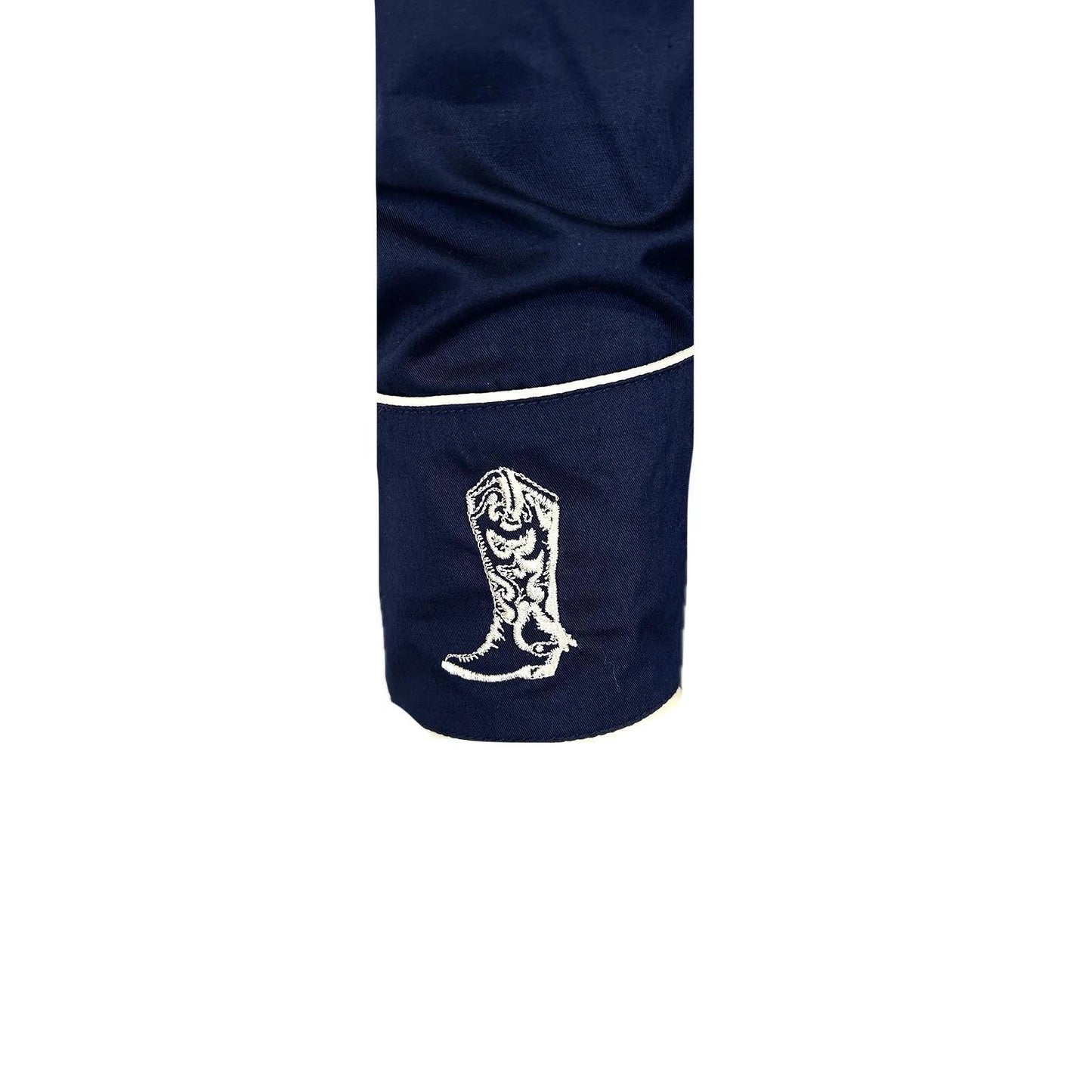 Rockmount 6734-NVY Men’s Navy Guitar, Boot & Hat Embroidered Western Shirt