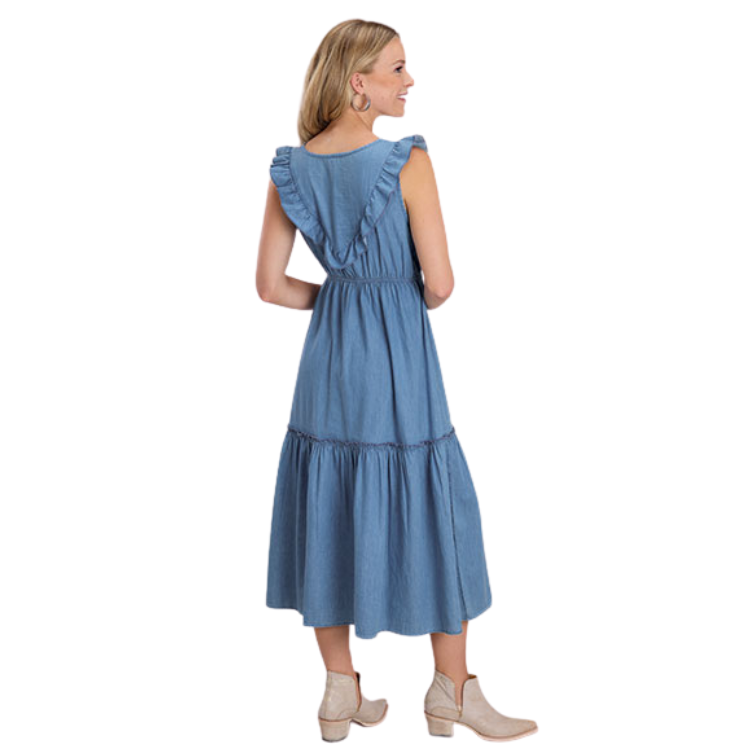 Roper 03-057-0565-5054 Women's Blue Cotton "Denim" Sleeveless Dress