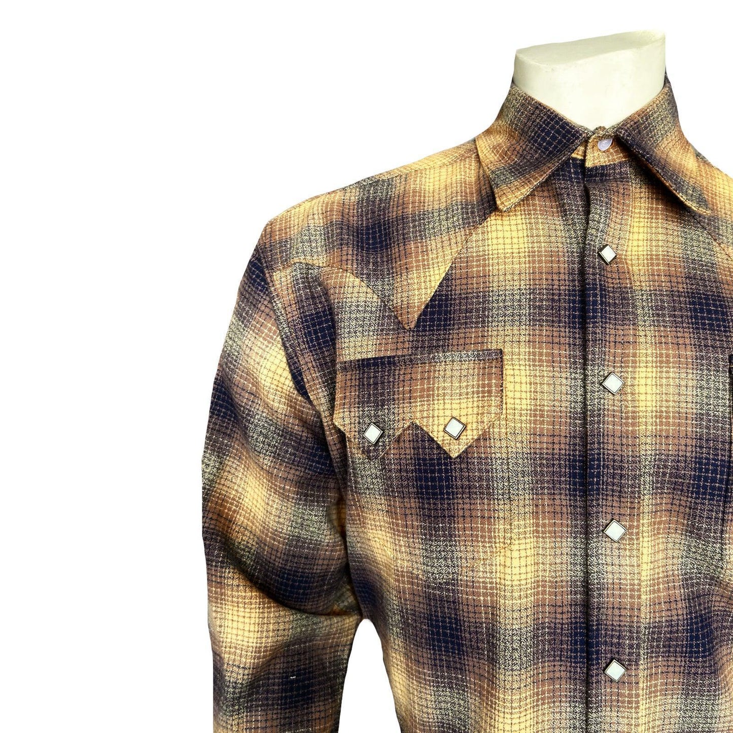 Rockmount 647-T Men's Plush Flannel Beige & Black Plaid Western Shirt