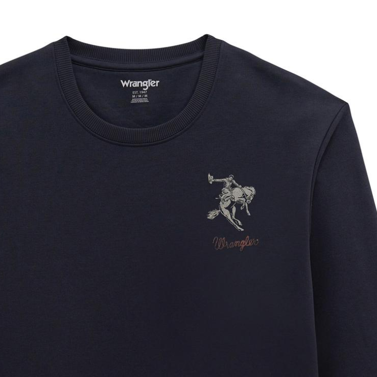 Wrangler 112380291 Men's Crew Fleece Pullover - Regular Fit - Ombre Blue