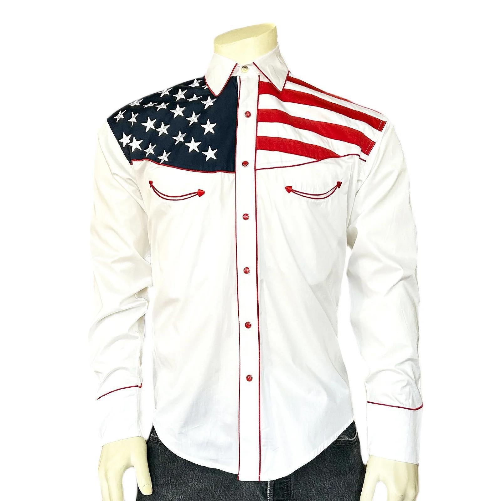Rockmount 67USA Men's American Flag Embroidered Western Shirt Back to Basics Western Wear Rockmount 67USA Men's American Flag Embroidered Western Shirt Back to Basics Western Wear