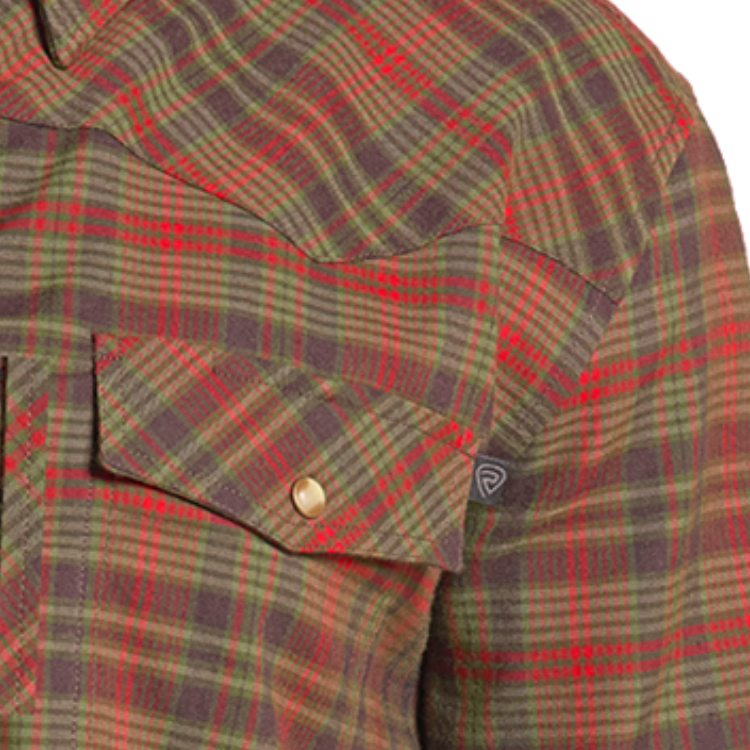 Rock & Roll BMN2S09472 Tek Plaid Stretch Flannel Olive