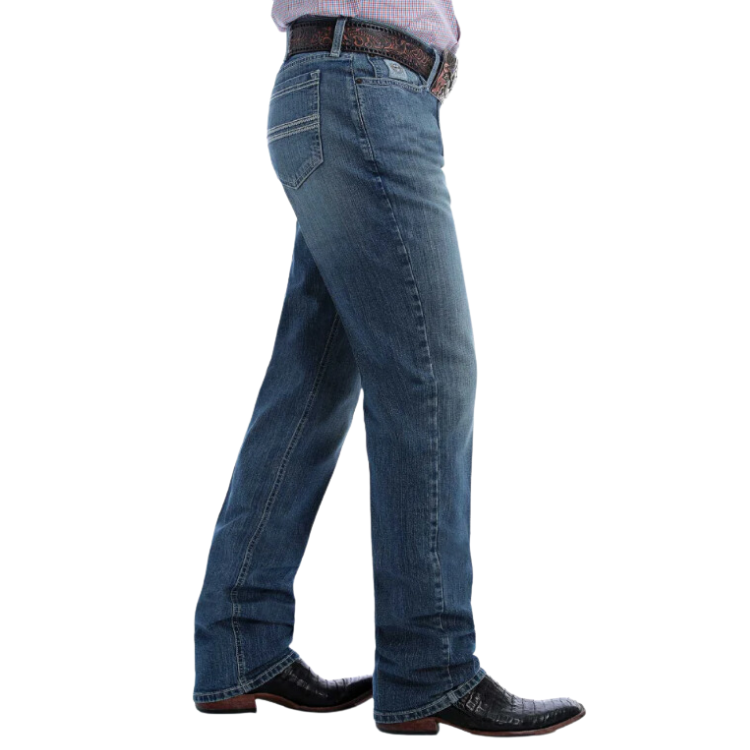 Cinch MB98034015 Silver Label-Stretch Mid Rise Slim Fit Straight Leg Jeans-Medium Stone Wash
