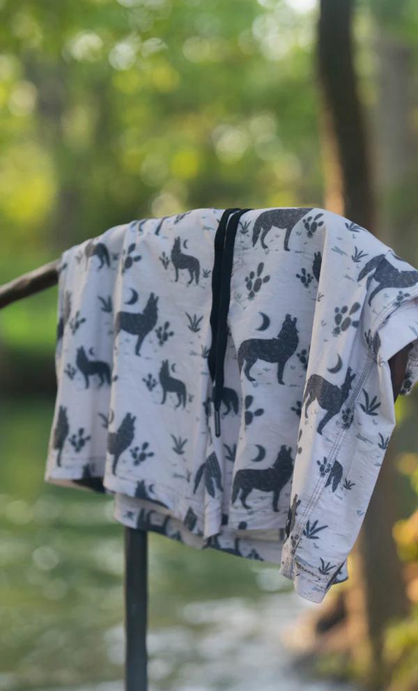 Hooey HB2035PR Men's "Big wake" Cream Habitat Howl Print Boardshorts