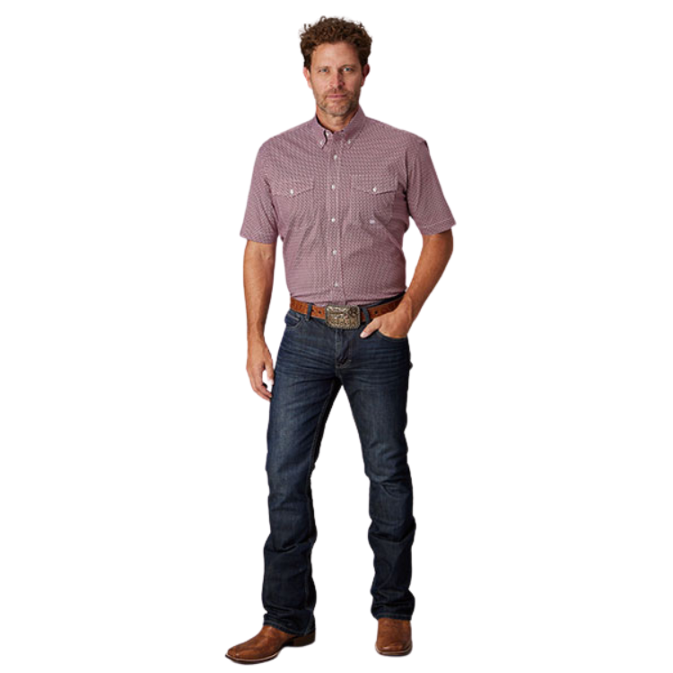 Roper 03-002-0325-4401 MENS S/S SHIRT AMARILLO ALLOVER PRINT 2POCKETS BUTTON