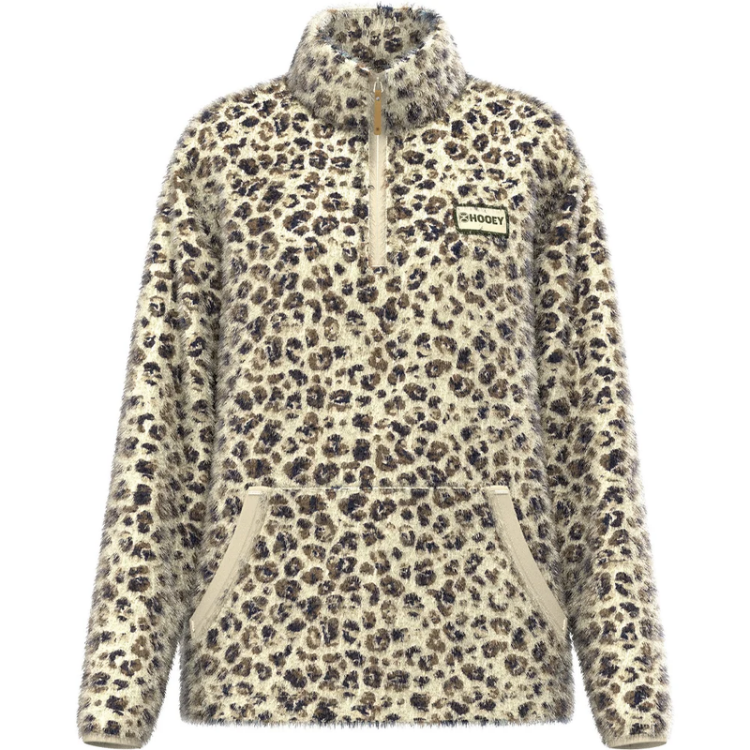 Hooey - HFP2604TNPR - Kodi - Women's Tan / Leopard Print Fleece Pullover