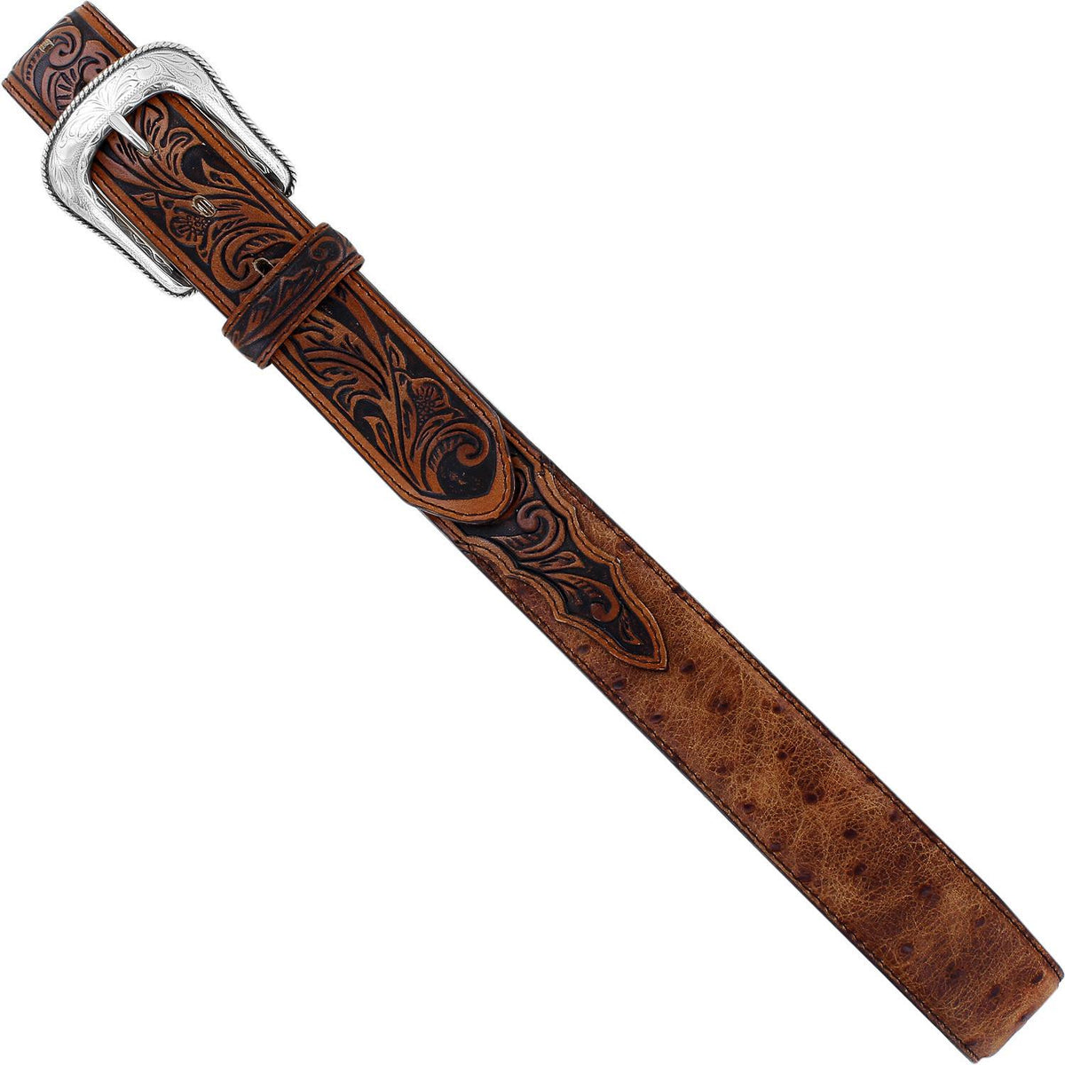 Tony Lama C42525 Rust Ostrich Belt