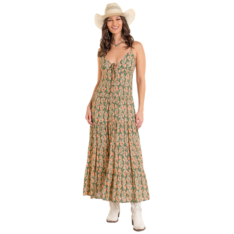 Rock & Roll BWD0R06286 Women's Cactus Print Maxi Dress