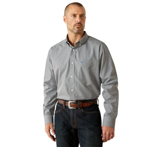 Ariat 10062232 MNS Wrinkle Free Clayton Classic Fit Shirt Light Grey