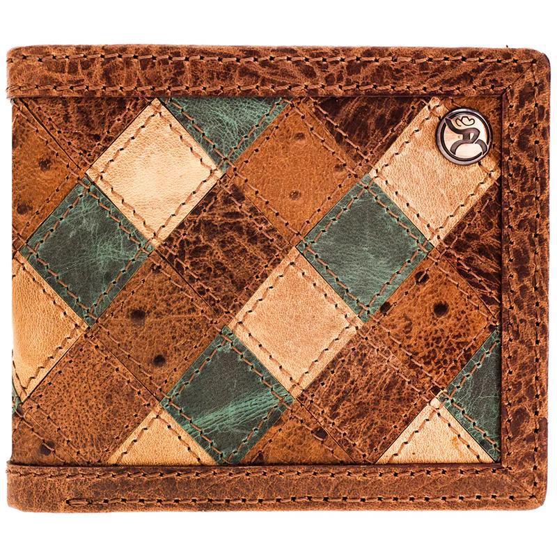 Hooey RBF009-BRTQ "OURAY" BROWN/TURQUOISE OSTRICH PRINT ROUGHY TRIFOLD WALLET