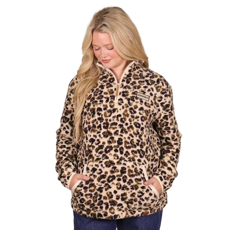 Hooey - HFP2604TNPR - Kodi - Women's Tan / Leopard Print Fleece Pullover