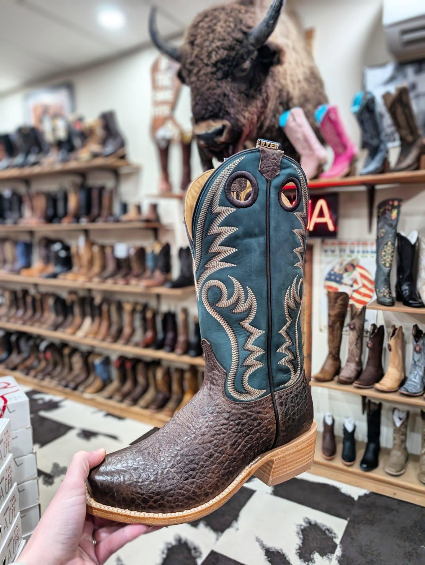 Hyer HM12029 McCune Bison Boots - Deep Aqua/Chocolate Brown