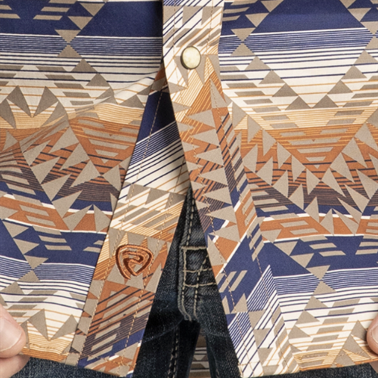 Rock & Roll BMN2S07140 AZTEC PRINT LS SNAP TAN