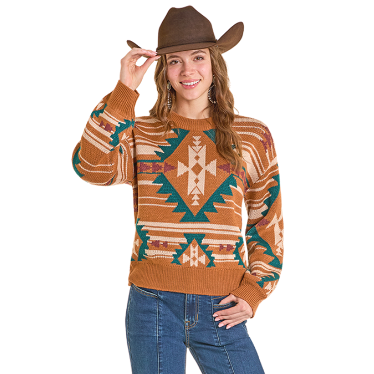 Rock & Roll BW32T06963 Aztec Knit Sweater - Camel