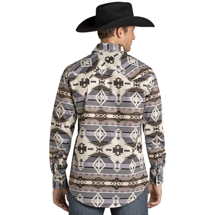 Rock & Roll BMN2S07158 AZTEC PRINT LS SNAP - GREY