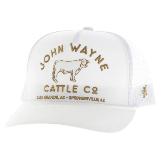 Hooey 2466T-WH John Wayne White Trucker with Mustard Stitched Logo