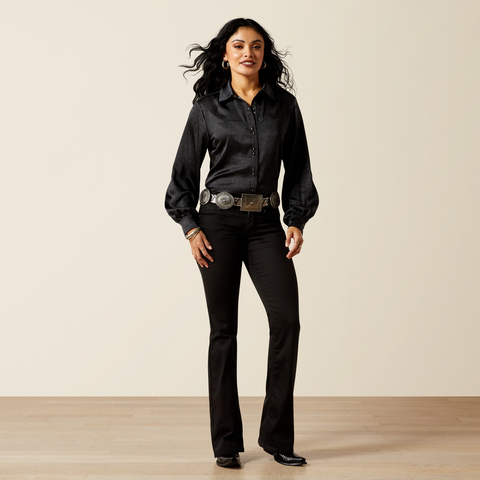 Ariat 10065941 WMS JOLIE SNP LS SHRT BLACK