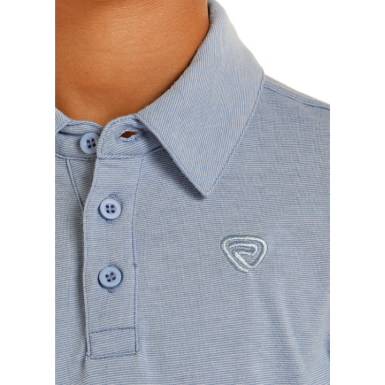 Rock & Roll Denim Boys Micro Stripe Powder Blue Polo BB51T03958