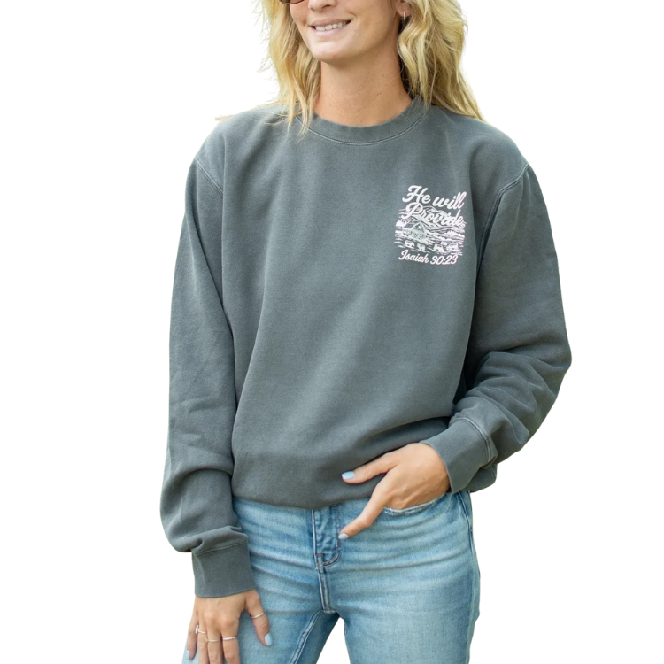 American Farm Co - He Will Provide Crewneck - Pigment Black/Charcoal