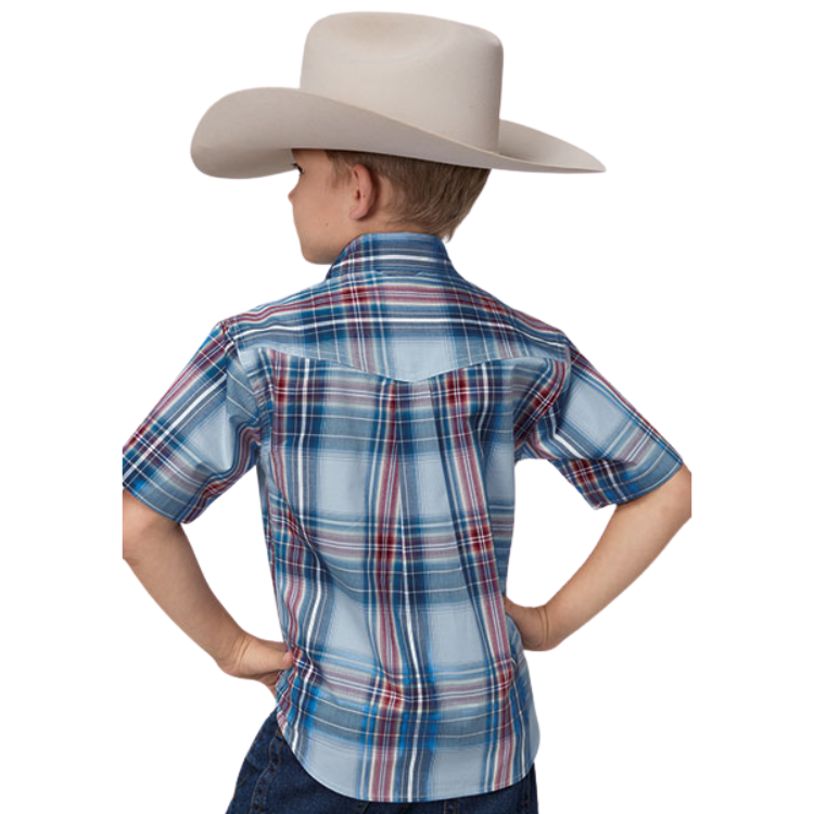 Roper 03-031-0378-4052 BOYS PLAID S/S SHIRT AMARILLO YARN DYED PLAID BUTTON