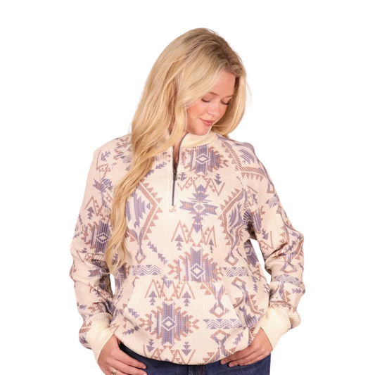 Hooey - HH2624CRAZ - Mesa - 1/4 Zip - Women's Cream Pullover