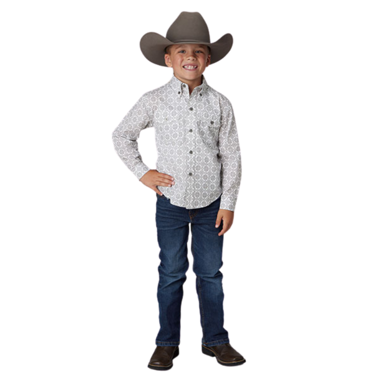 Roper 03-030-0325-4028 BOYS L/S SHIRT AMARILLO BTN AC ALLOVER PRINTS