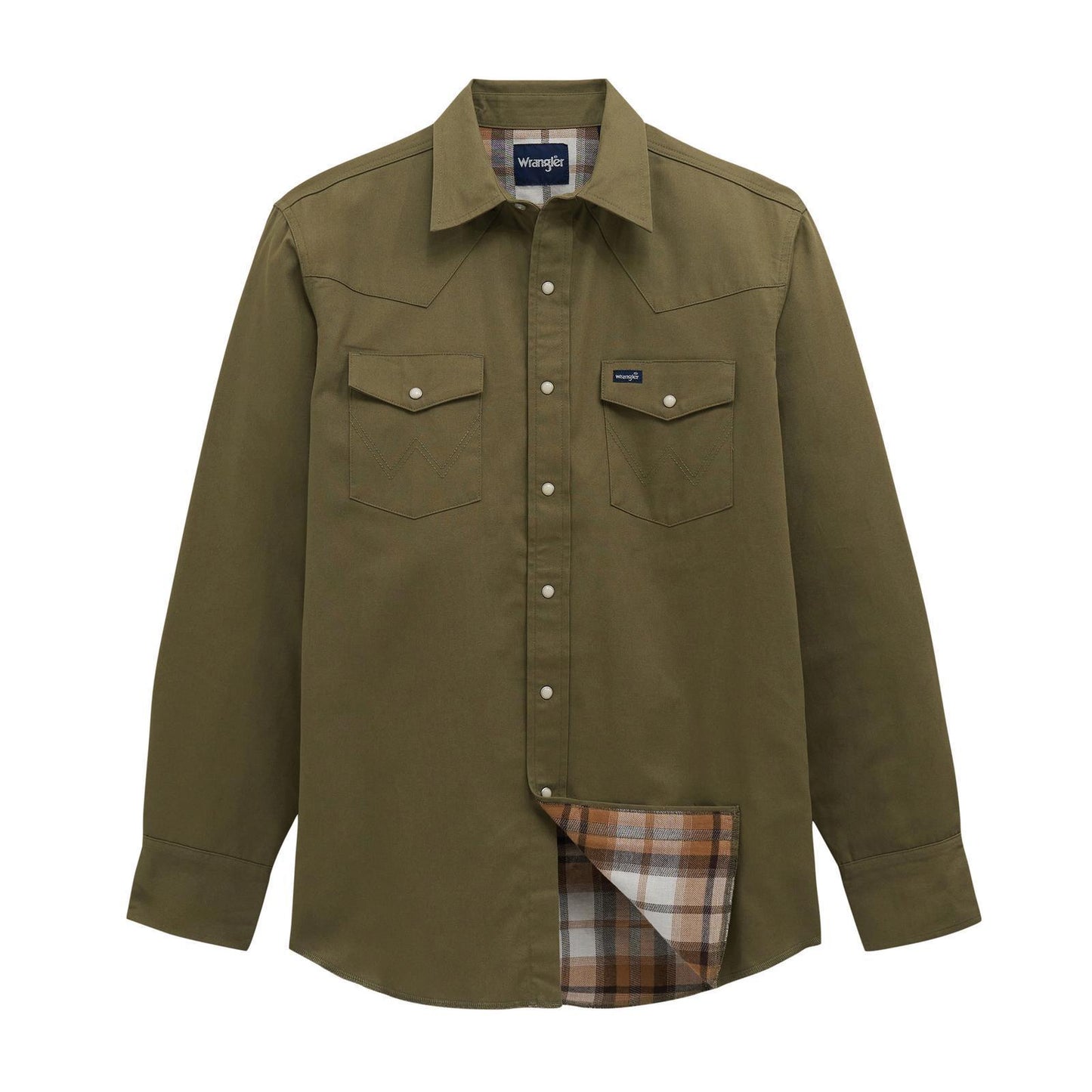 Wrangler 112381692 Men's Flannel Lined Work shirt - Classic Fit - Green