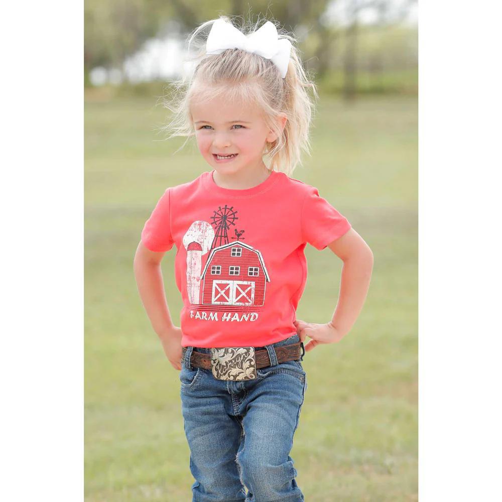 Cruel CTK6851032 "Ranch Hand" Girls Short Sleeve Tee - Coral