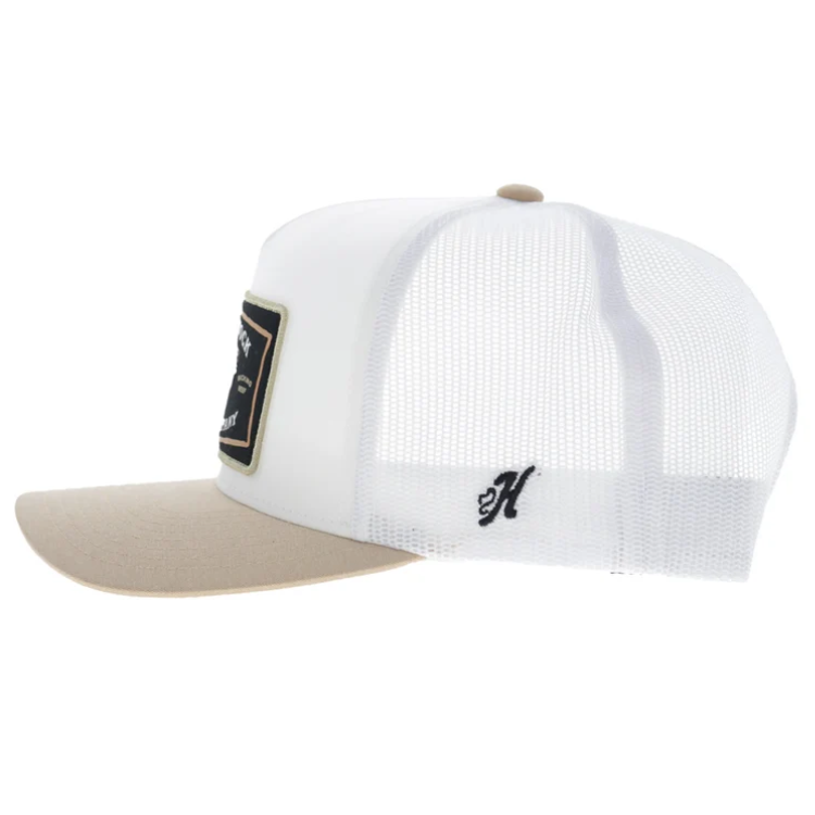 Hooey 2661T-WHYL-Rank Stock 5-Panel Trucker Snapback-White/Tan