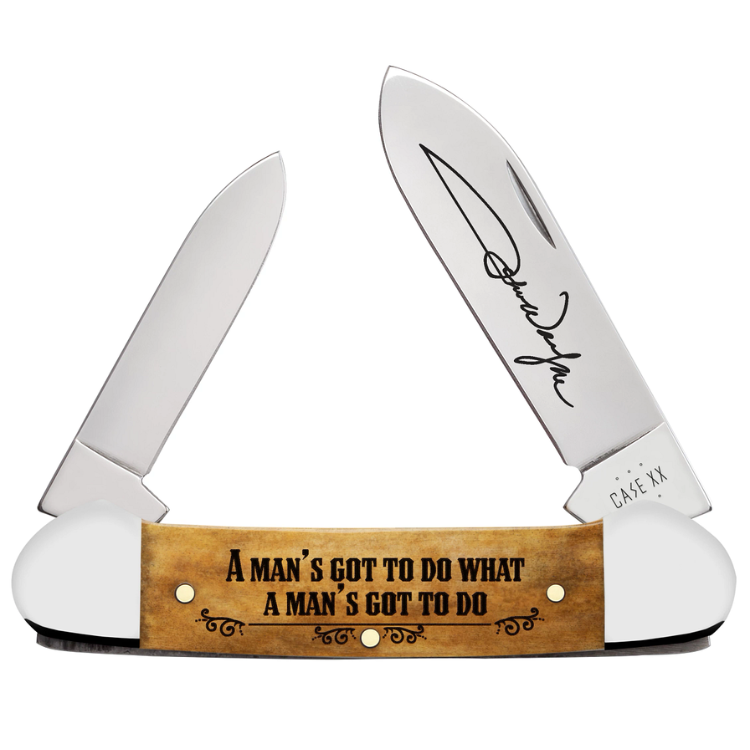 Case Knives × John Wayne Embellished Smooth Antique Bone Canoe Model 10717