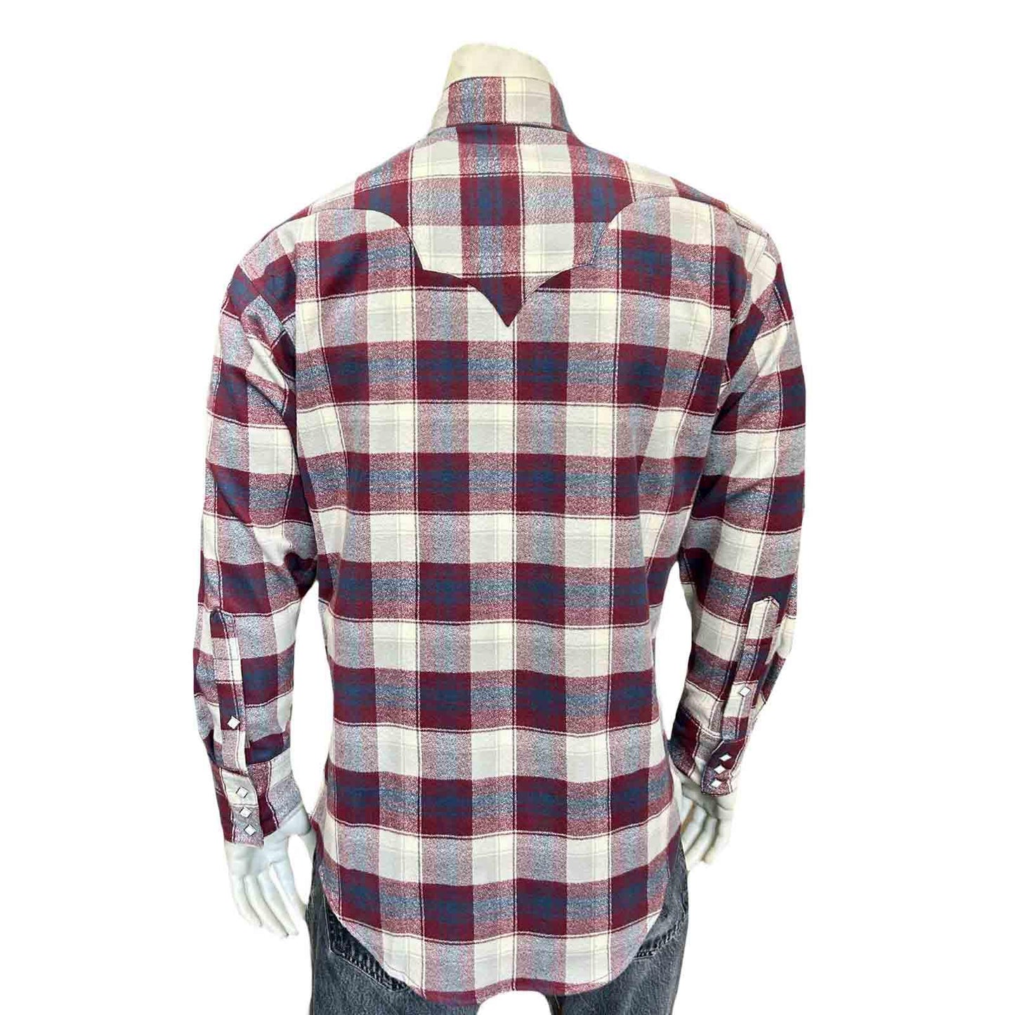 Rockmount 647-BURG Men's Plush Flannel Burgundy & White Plaid Western Shirt