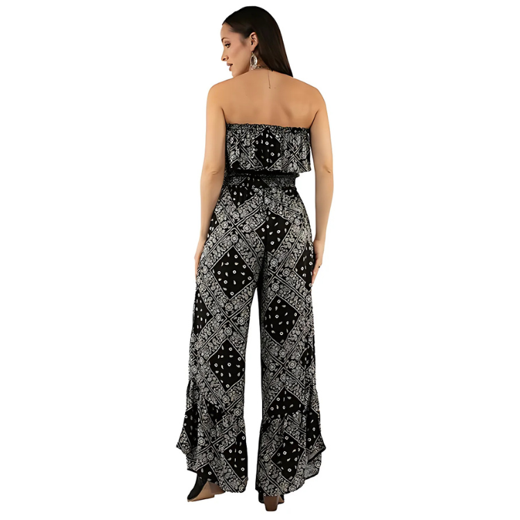 Scully HC744-BLK Ladies Bandana Paisley Printed Black Jumpsuit