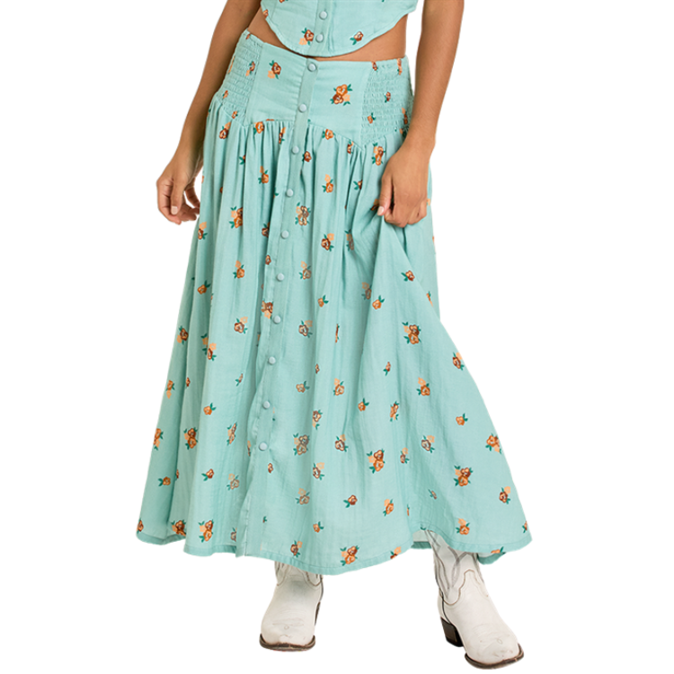 Rock & Roll BW69B06299 Women's Floral Print Skirt - Aqua