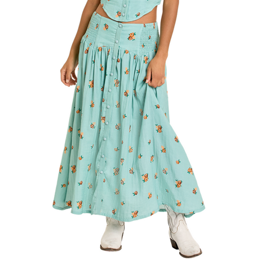 Rock & Roll BW69B06299 Women's Floral Print Skirt - Aqua