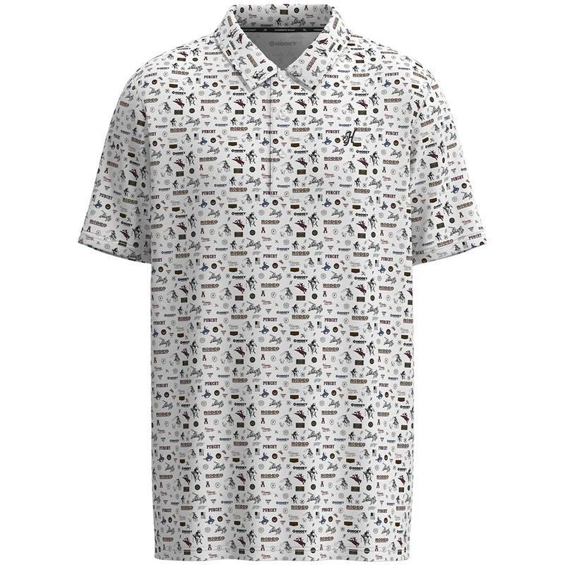 Hooey HP2601WHPR "The Weekender" Polo White w/Multi-Color Rodeo Logo