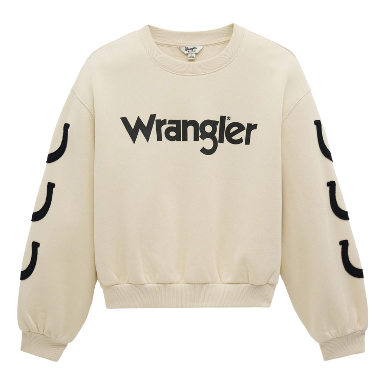 Wrangler 112382672 Women's Retro Vintage Sweatshirt Crew - White
