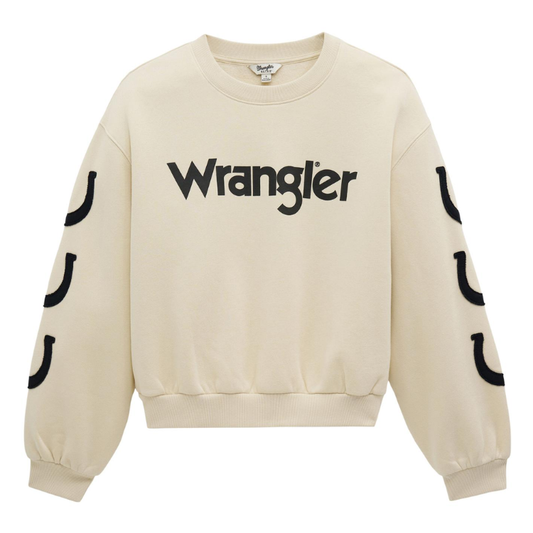 Wrangler 112382672 Women's Retro Vintage Sweatshirt Crew - White
