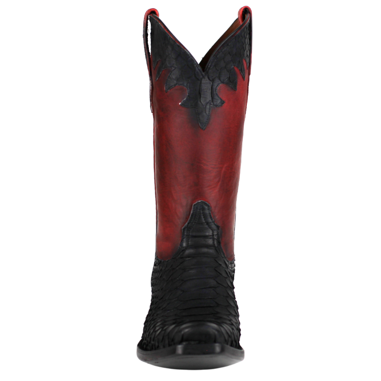 Black Jack 633-V1 Men's Sueded Python Snake Black and Red