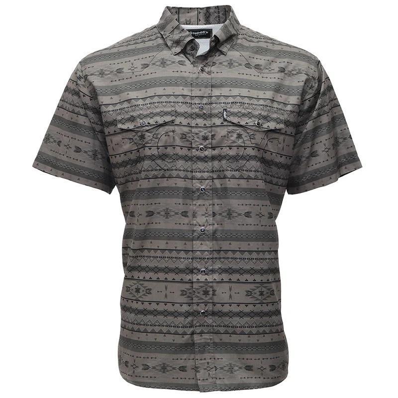 Hooey HT1861CHCD Men's Sol Charcoal/Aztec Pearl Snap Short Sleeve Shirt