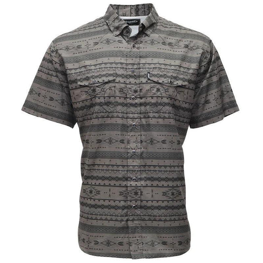 Hooey HT1861CHCD Men's Sol Charcoal/Aztec Pearl Snap Short Sleeve Shirt