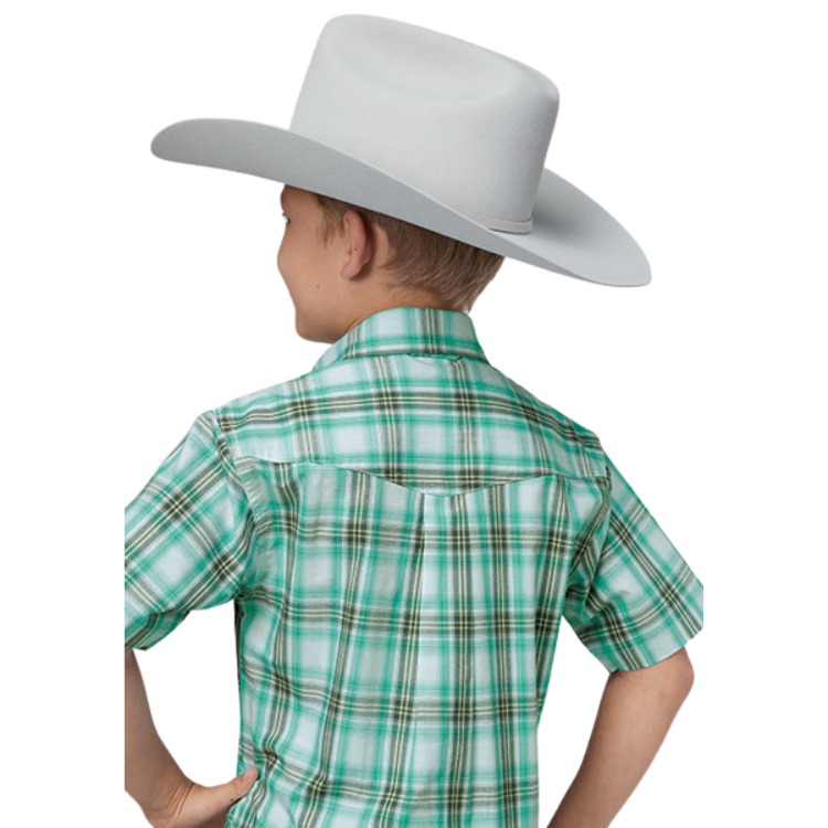 Roper 03-031-0378-4051 BOYS PLAID S/S SHIRT AMARILLO YARN DYED PLAID BUTTON