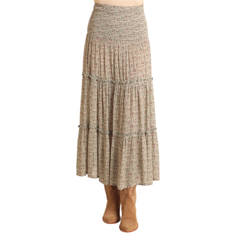 Rock & Roll BW69B05885 Women's Floral Print Maxi Skirt - Jade