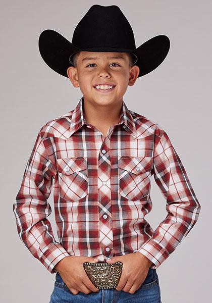 Roper 01-030-0101-4061 BOYS L/S SHIRT SNAP WOVEN PLAID